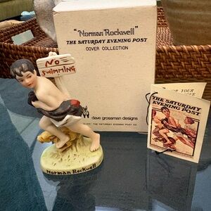 Norman Rockwell 'No Swimming' Figurine, NR-205, Japan, Dave Grossman, Retired
